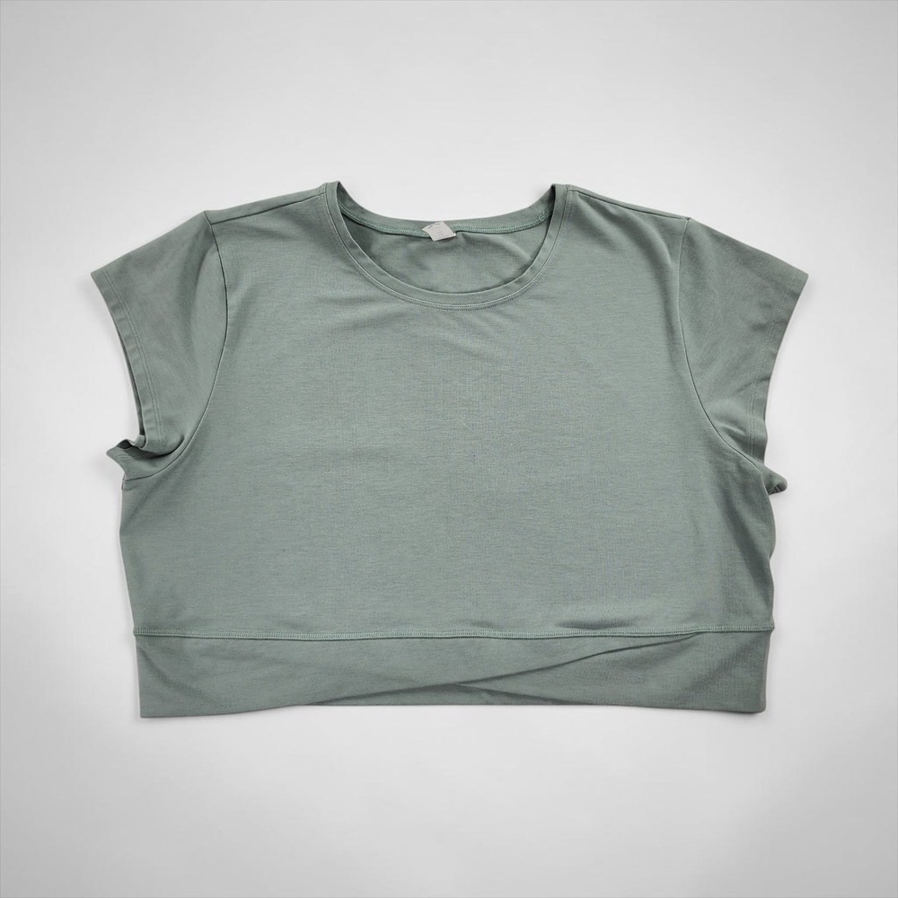 Powerchill by Old Navy Cates‎ Crop Tee Womens XXL Sage Green Cotton Blend